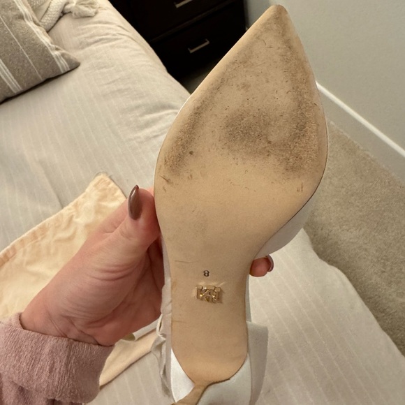 Badgley Mischka Alejandra White Satin Pointed Heels with Bow Bridal Nordstrom - Picture 6 of 15